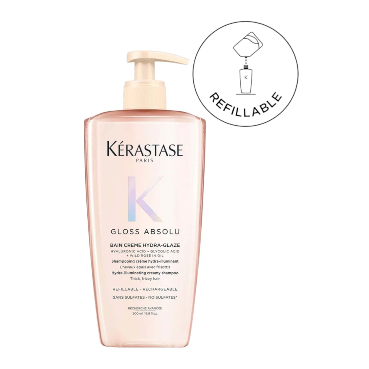 Kerastase Gloss Absolu Bain Creme Hydra-Glaze Σαμπουάν Ενυδάτωσης και Λάμψης για Χοντρά και Φριζαρισμένα Μαλλιά 500ml 1