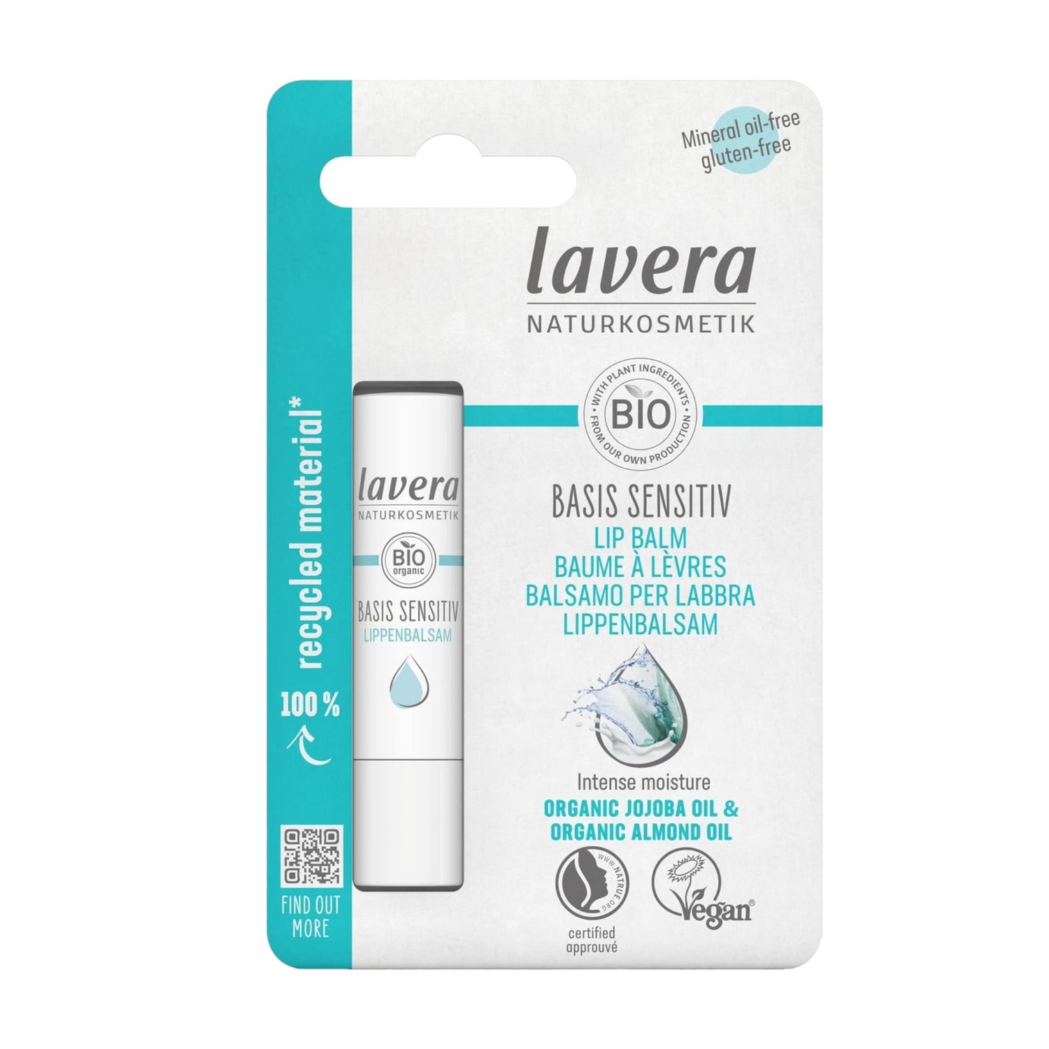 Lavera Basis sensitiv Lip Balm - Organic Jojoba Oil & Organic Almond Oil 4.5g