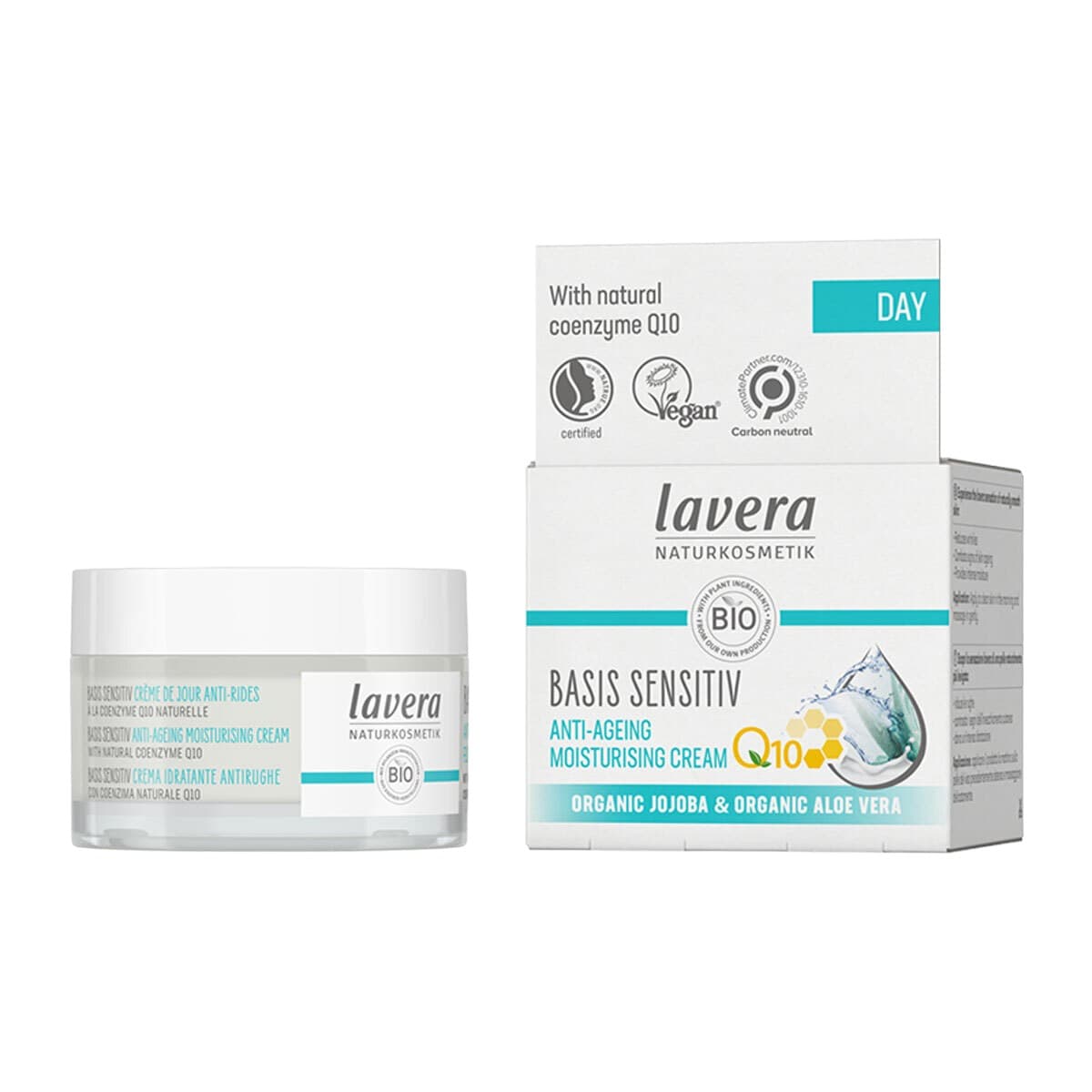 Lavera Q10 Basis Sensitiv Day Face Cream for Hydration & Anti-Aging with Aloe Vera 50ml