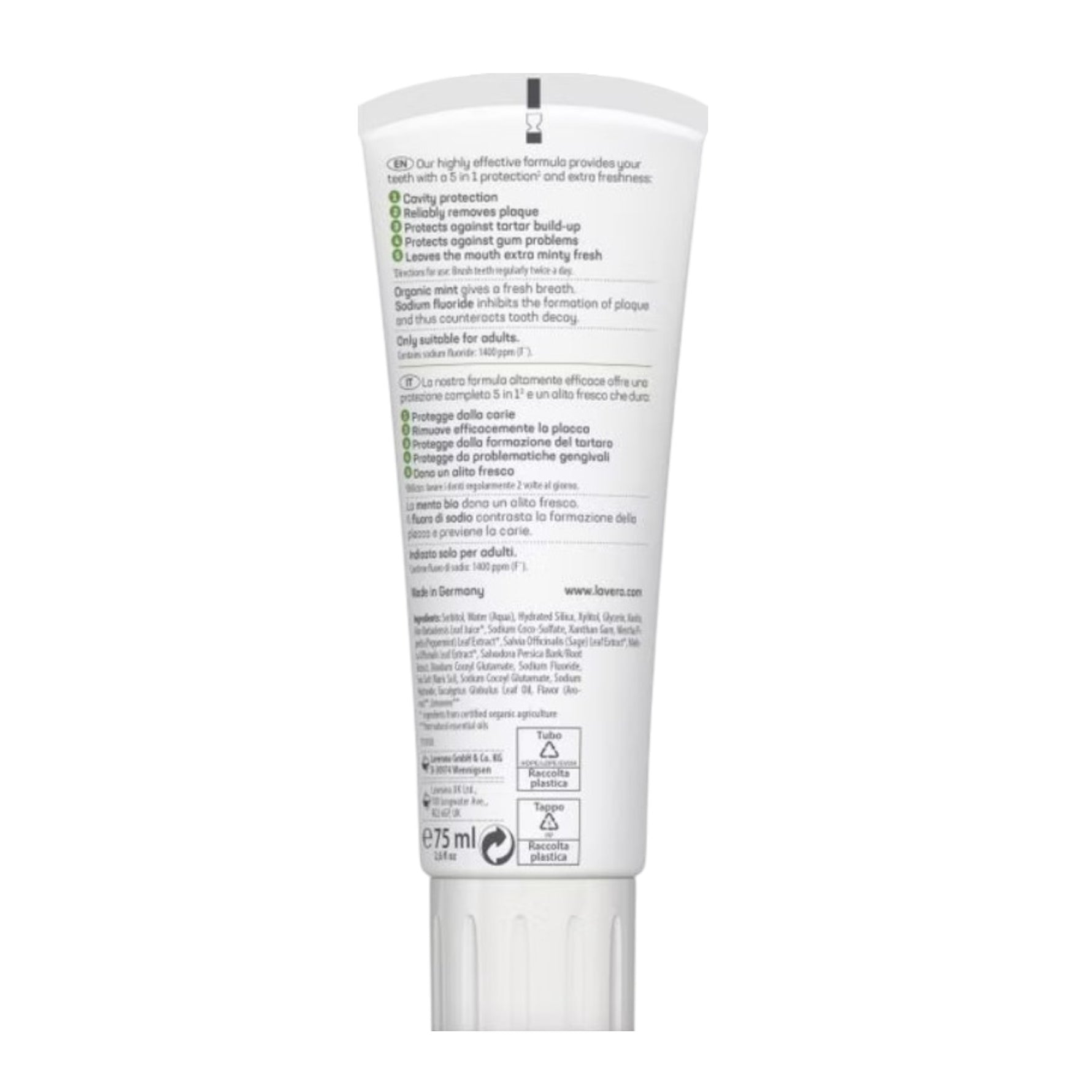 Lavera Complete Care Οδοντόκρεμα Με Βιολογική Μέντα Και Φθοριούχο Νάτριο 75ml 3