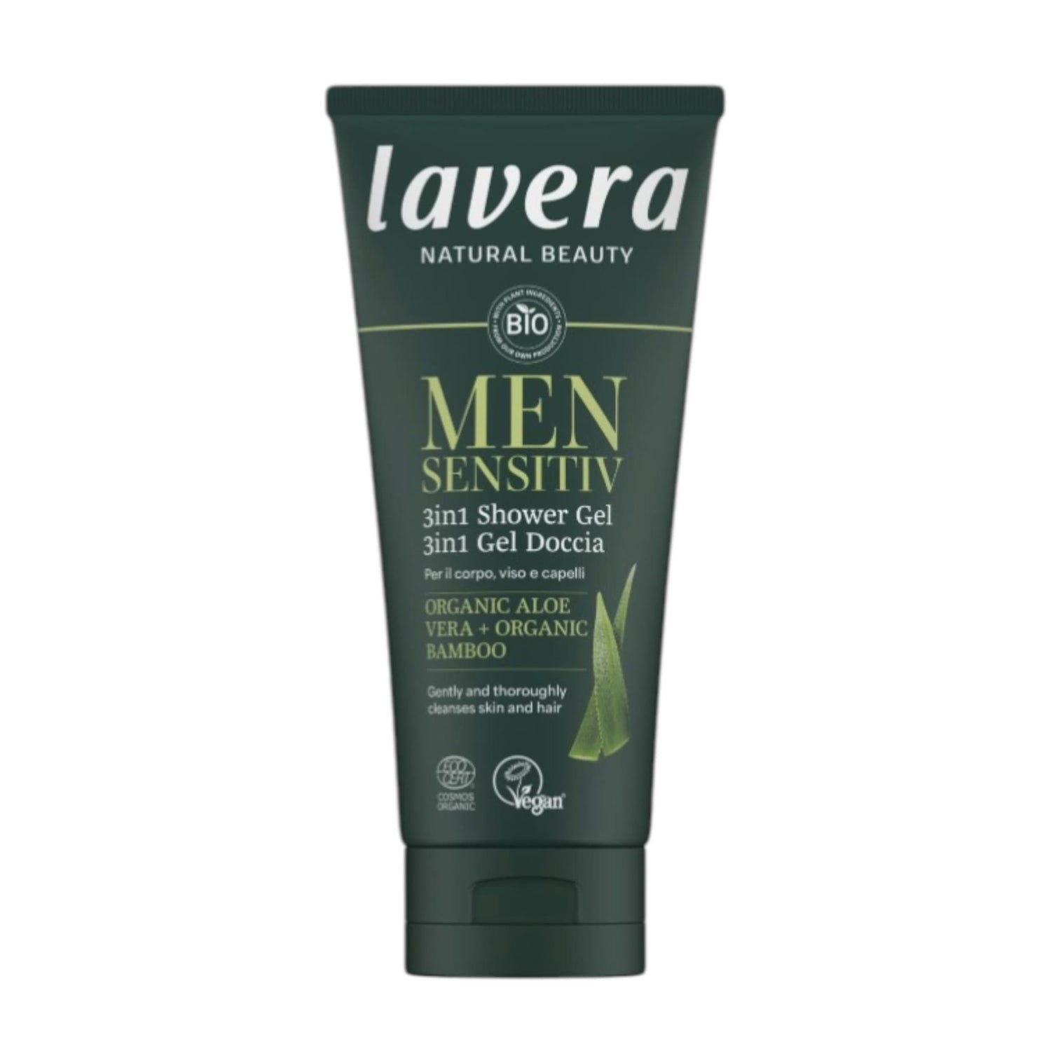 Lavera Men Sensitive Αφρόλουτρο σε Gel με Βιολογική Αλόη & Βιολογικό Μπαμπού 200ml 1