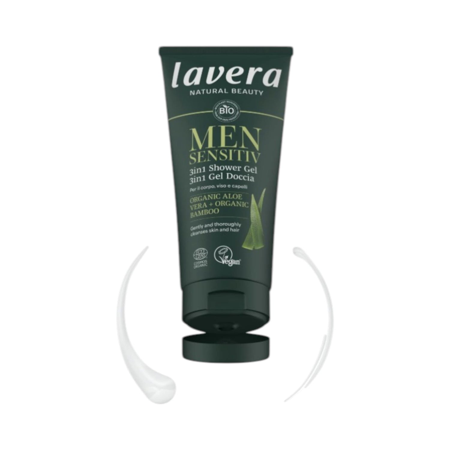 Lavera Men Sensitive Αφρόλουτρο σε Gel με Βιολογική Αλόη & Βιολογικό Μπαμπού 200ml 2