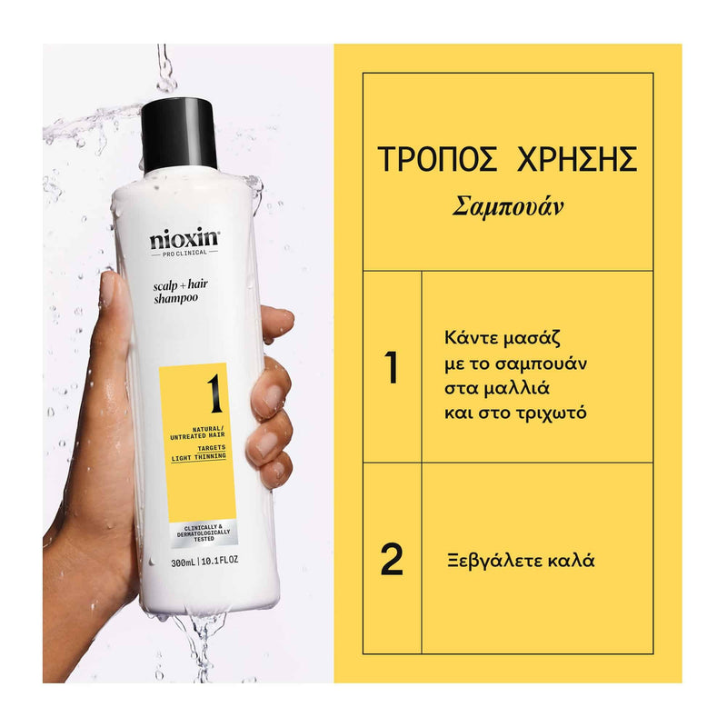 Nioxin Scalp & Hair Σύστημα 1 Σαμπουάν κατά της Τριχόπτωσης 300ml