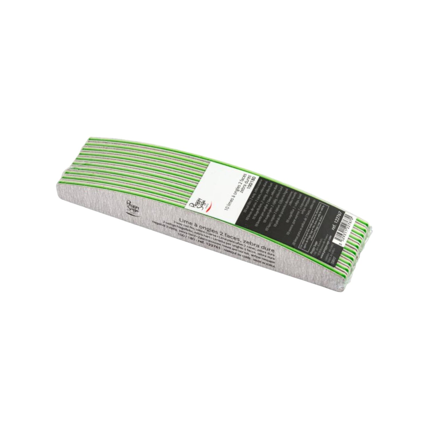 Peggy Sage Zebra Half Moon Nail File 100/180 grit 10pcs