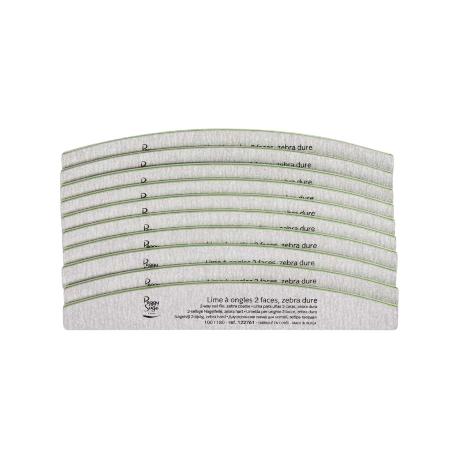 Peggy Sage Zebra Half Moon Nail File 100/180 grit 10pcs