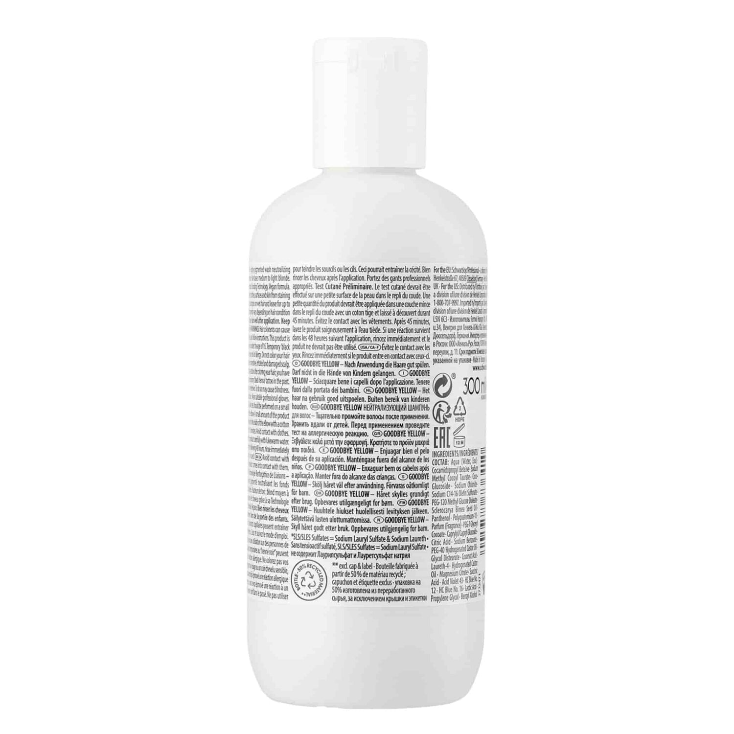 Schwarzkopf Professional Goodbye Yellow Shampoo Σαμπουάν Εξουδετέρωσης Κίτρινων Τόνων για Καστανά Μαλλιά 300ml 2