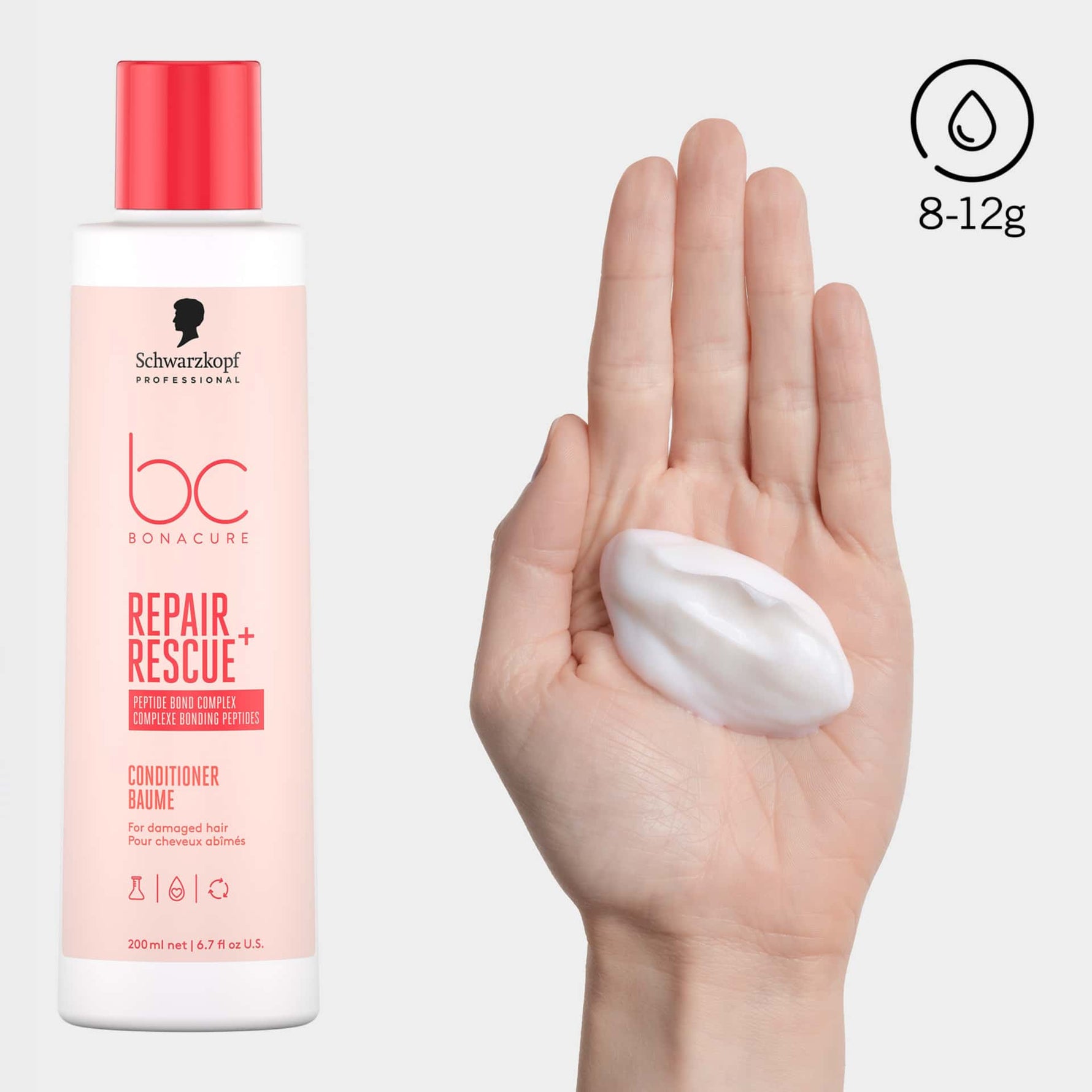 Schwarzkopf Professional BC Bonacure Repair Rescue+ Conditioner Μαλακτική Κρέμα Επανόρθωσης για Ταλαιπωρημένα Μαλλιά 200ml 3