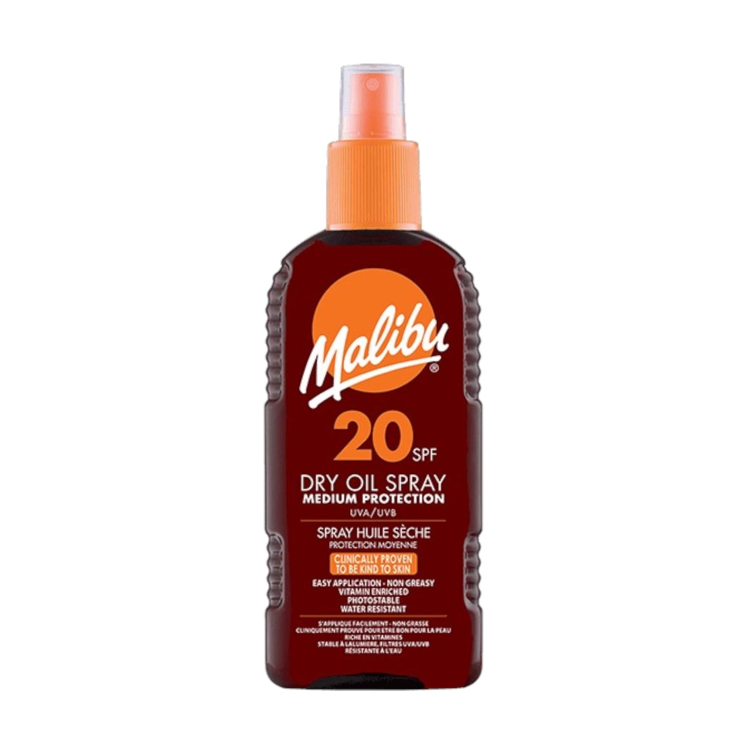 Malibu Dry Oil Spray Ξηρό Αντηλιακό Λάδι Σώματος σε Σπρέι με SPF20 200ml 1