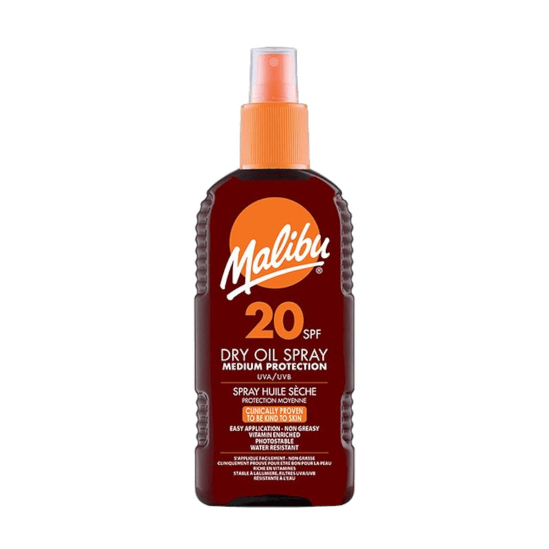 Malibu Dry Oil Spray Ξηρό Αντηλιακό Λάδι Σώματος σε Σπρέι με SPF20 200ml 1