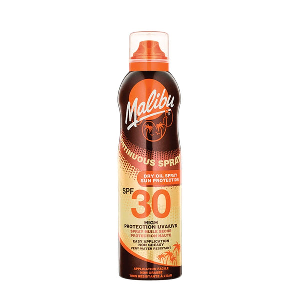 Malibu Dry Oil Aerosol Spray Ξηρό Αντηλιακό Λάδι Σώματος σε Σπρέι με SPF30 175ml 1