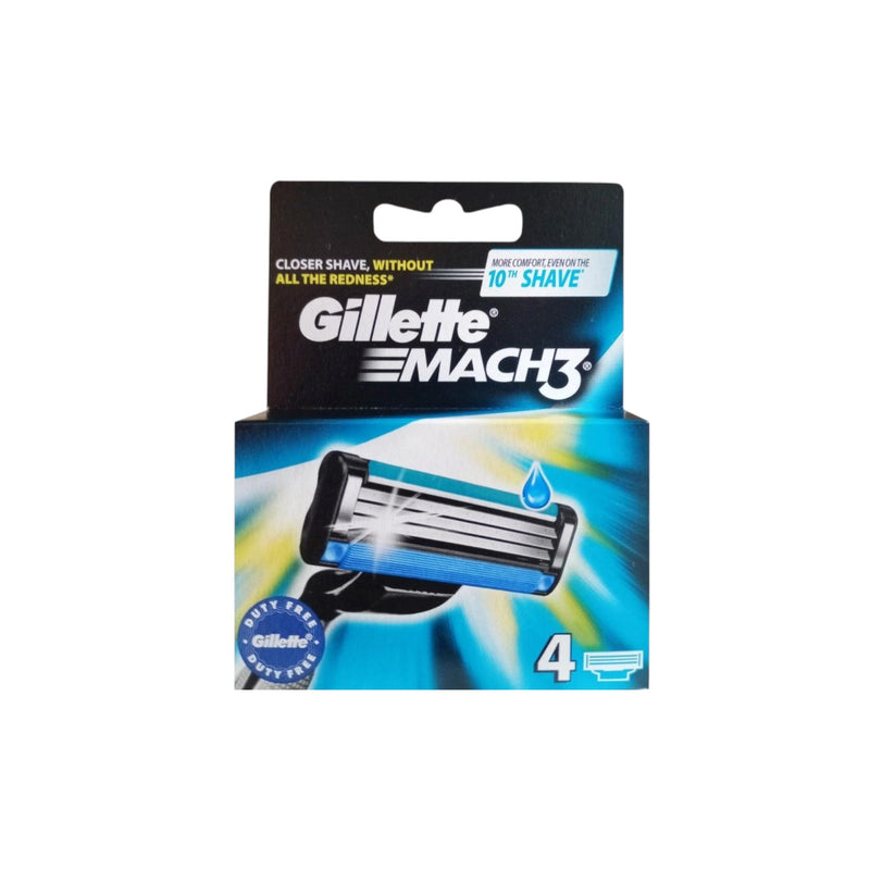 Gillette Mach3 Ανταλλακτικές Κεφαλές με 3 Λεπίδες και Λιπαντική Ταινία 4τμχ 1