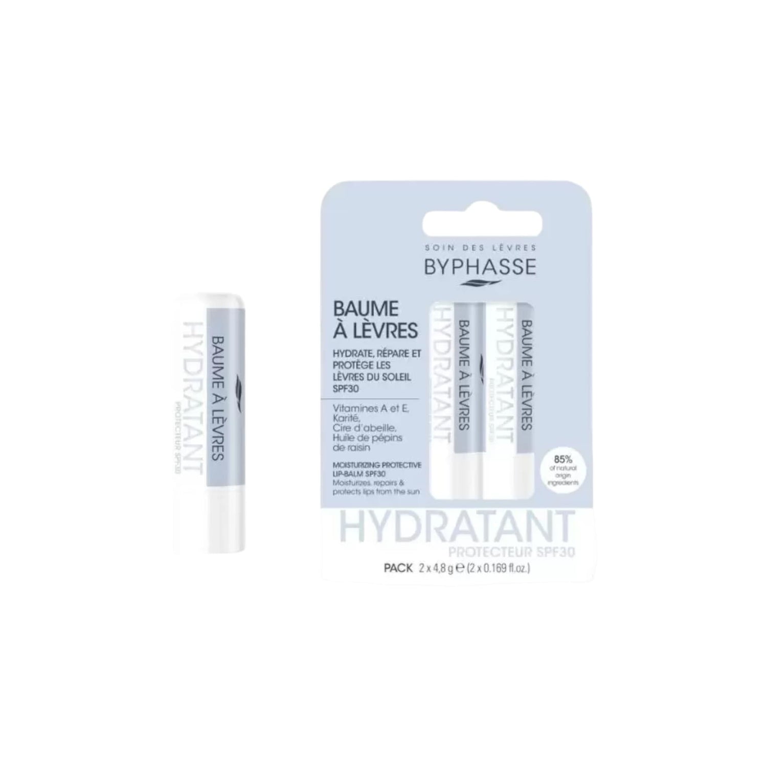 Byphasse Hydrate Lip Balm Set Ενυδατικό Σετ Βάλσαμο Χειλιών 2τμχ 2