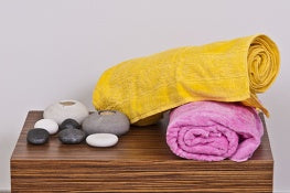 Hotel Beach Towel Pink &amp; Yellow 1m x 1.55m