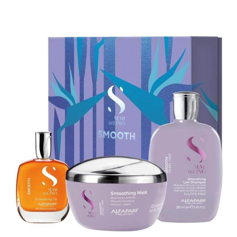 Alfaparf Milano Semi Di Lino Smooth Christmas Gift Set (Smoothing Shampoo 250ml, Smoothing Mask 200ml, Smoothing Oil 100ml)