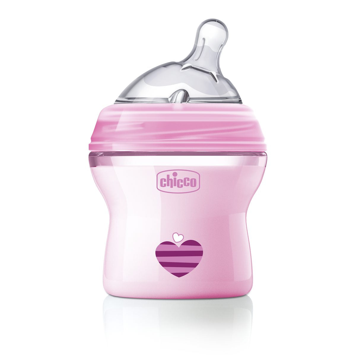 Chicco Natural Feeling Plastic Baby Bottle 150ml Normal Flow - Pink 0m+ (A60-80811-11)