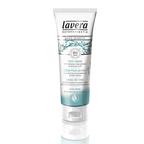 Lavera Basis Sensitiv Foot Cream with Organic Macadamia & Healing Clay 75ml