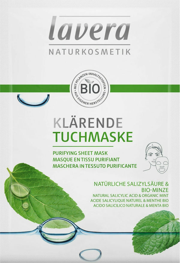 Lavera Purifying Sheet Mask with Natural Salicylic Acid & Organic Mint