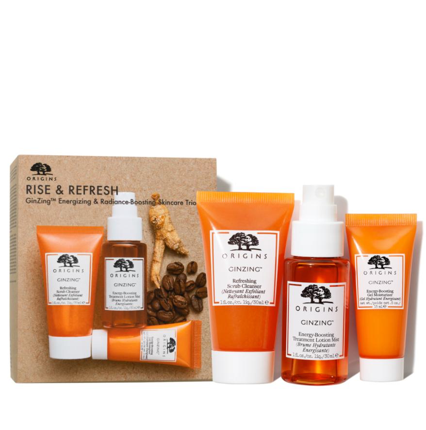 Origins Rise &amp; Refresh Trio (Energy Boosting Gel 15ml, Refreshing Scrub Cleanser 30ml, Treatment Lotion 30ml)